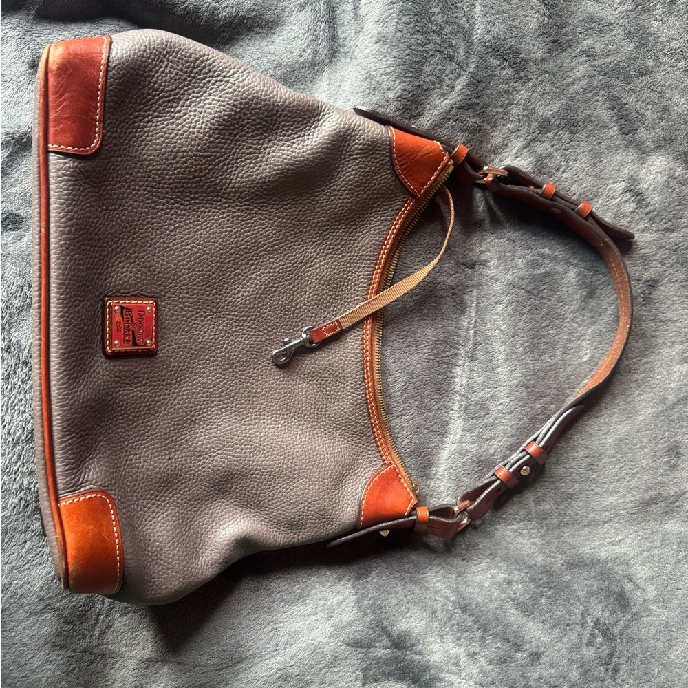 Dooney & Bourke Leather Shoulder Bag in Brown and Orange